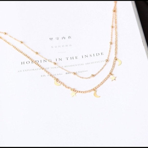 2 Gold Layer Star and Moon Necklace - Picture 6 of 7